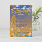 Oranje uitnodiging voor een blauwe kerstfeestdag (Staand voorkant)