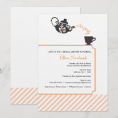 Oranje uitnodiging voor een bridale douche - thee (Voorkant / Achterkant)