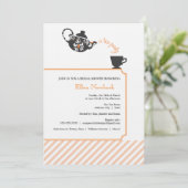 Oranje uitnodiging voor een bridale douche - thee (Staand voorkant)