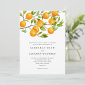 Oranje uitnodiging voor een bruiloft (Staand voorkant)