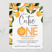 Oranje uitnodiging voor eerste verjaardag van klei (Voorkant / Achterkant)