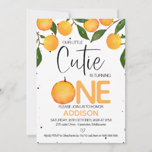 Oranje uitnodiging voor eerste verjaardag van klei