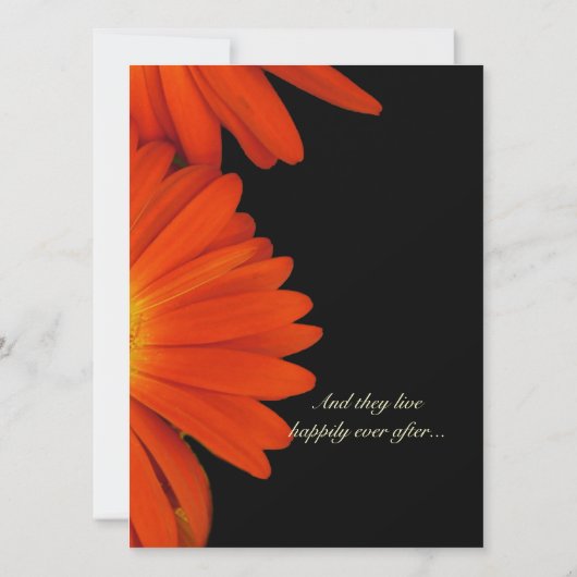 Oranje uitnodiging voor het huwelijk in gerbera da (Achterkant)