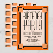 Oranje uitnodiging voor kunstartikel deco Birthday (Voorkant / Achterkant)