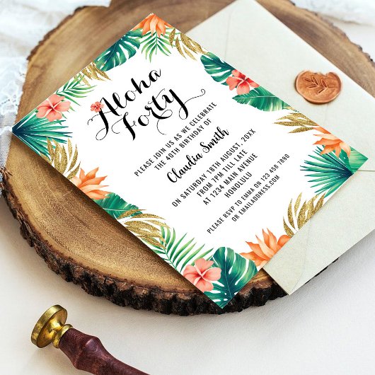 Oranje uitnodiging voor Tropische 40e verjaardag