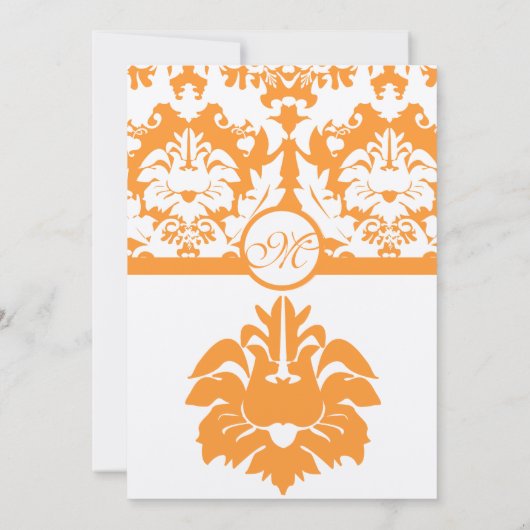 Oranje uitnodigingen tot bruiloft in Damask Weddin (Achterkant)