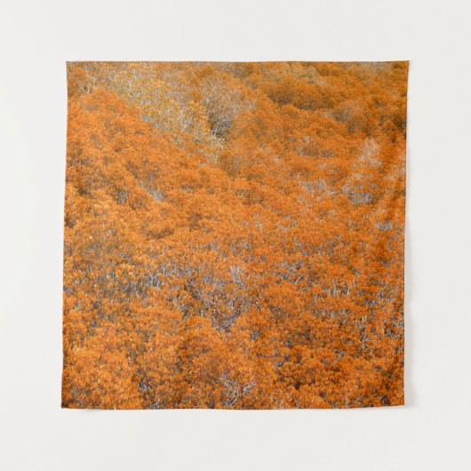 Oranje uitzicht. Oranje bladachtergrond. herfst Wandkleed (Voorkant)