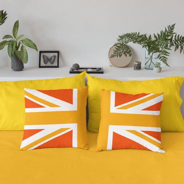 Oranje Union Jack Half Kussen (Cool)