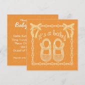 Oranje unisex-baby shower-uitnodiging aanpassen kaart (Voorkant / Achterkant)