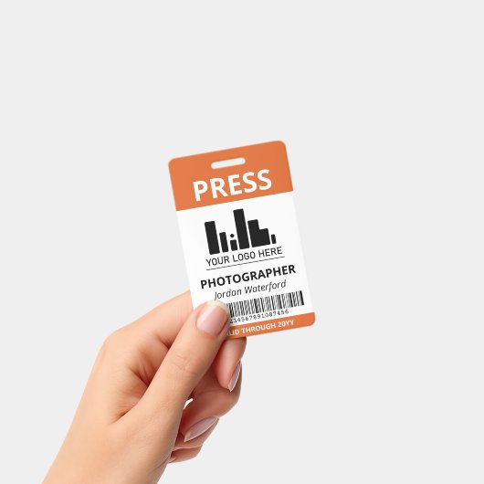 Oranje Uw Logo Bar Code Pers ID Badge (Handheld)