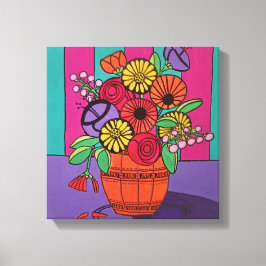 Oranje vaas gestrekte canvasprint canvas afdruk