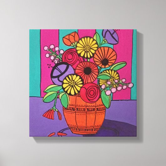 Oranje vaas gestrekte canvasprint canvas afdruk (Voorkant)