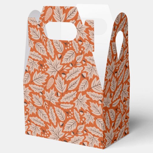 Oranje val bladeren & eikels patroon bedankdoosjes (Geopend)