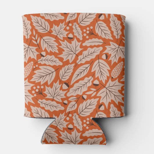 Oranje val bladeren & eikels patroon blikjeskoeler (Achterkant)