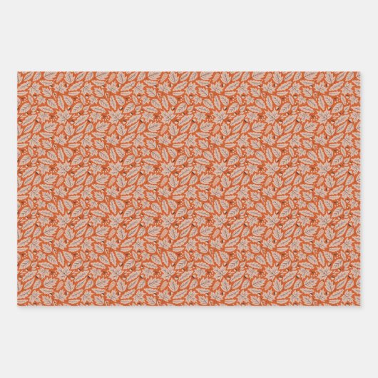 Oranje val bladeren & eikels patroon inpakpapier vel (Voorkant 3)