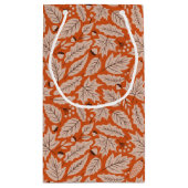 Oranje val bladeren & eikels patroon klein cadeauzakje (Achterkant)