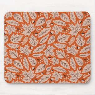 Oranje val bladeren & eikels patroon muismat