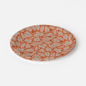Oranje val bladeren & eikels patroon papieren bordje (Gekanteld)