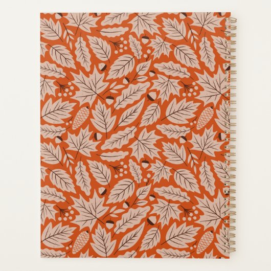 Oranje val bladeren & eikels patroon planner (Achterkant)