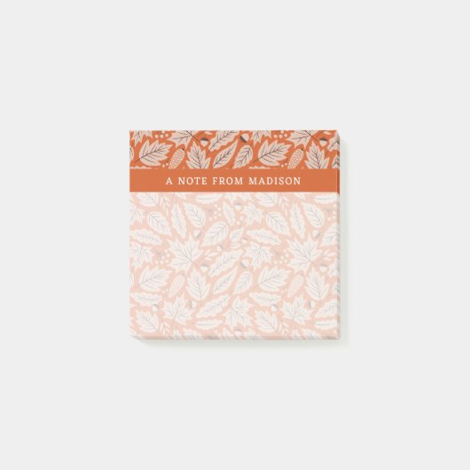 Oranje val bladeren & eikels patroon post-it® notes (Voorkant)