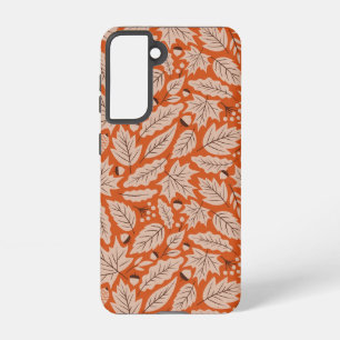 Oranje val bladeren & eikels patroon samsung galaxy hoesje