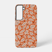 Oranje val bladeren & eikels patroon samsung galaxy hoesje (Achterkant)