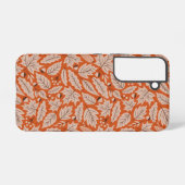 Oranje val bladeren & eikels patroon samsung galaxy hoesje (Achterkant horizontaal)