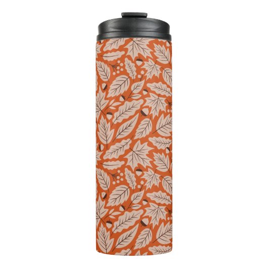 Oranje val bladeren & eikels patroon thermosbeker (Voorkant)