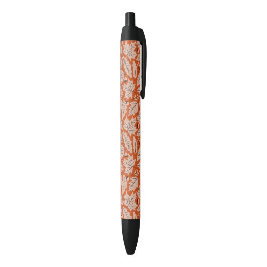 Oranje val bladeren & eikels patroon zwarte inkt pen (Achterkant (Verticaal))