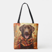 ORANJE VAL LAAT CHOCOLADE LABRADOR RETRIEVER ACHTE TOTE BAG (Achterkant)