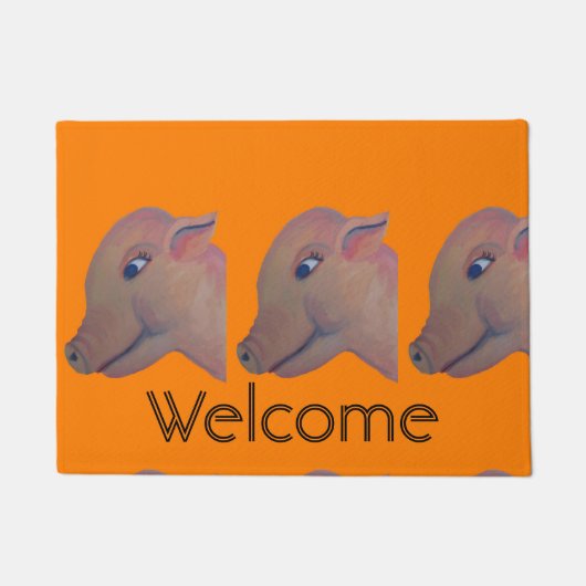 oranje varkens verwelkomen mat (Voorkant)