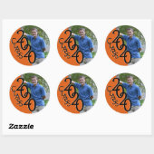 Oranje Varsity 2020 Afstuderen Klasse met Foto Ronde Sticker (Vel)