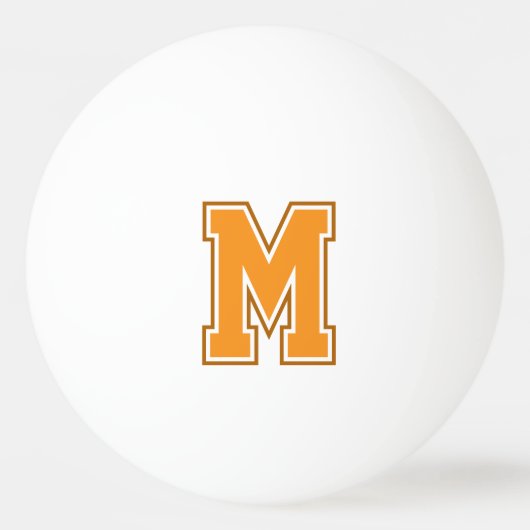 Oranje varsity monogram pingpongbal (Voorkant)