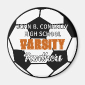 Oranje Varsity Voetbal Aangepaste Hoge School Magneet (Voorkant)