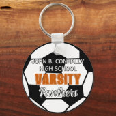 Oranje Varsity Voetbal Aangepaste Hoge School Sleutelhanger (Achterkant)