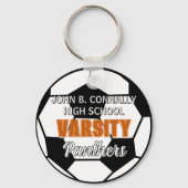 Oranje Varsity Voetbal Aangepaste Hoge School Sleutelhanger (Achterkant)