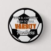 Oranje Varsity Voetbal Aangepaste Hoge School Spir Ronde Button 5,7 Cm (Voorkant)