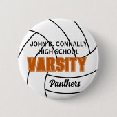 Oranje Varsity Volleybal Aangepaste Hoge School Ronde Button 5,7 Cm (Voorkant)