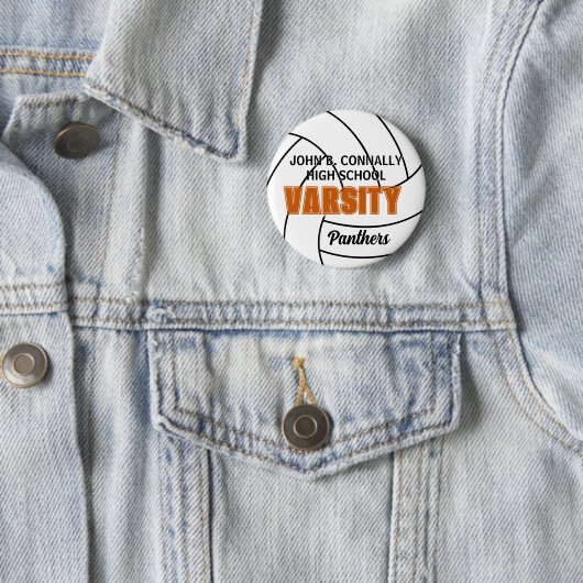 Oranje Varsity Volleybal Aangepaste Hoge School Ronde Button 5,7 Cm (In situ)