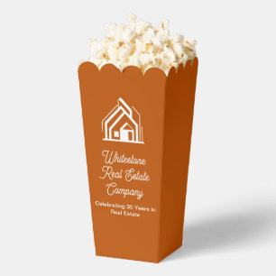 Oranje Vastgoedbedrijf Feestje Aangepaste Popcorn Bedankdoosjes
