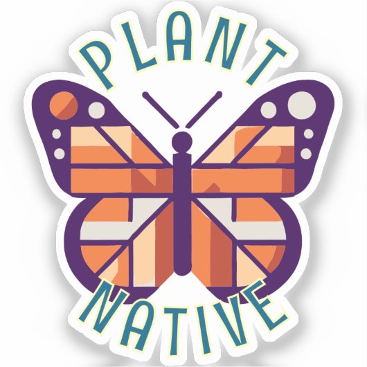Oranje Vector Monarch Butterfly Plant Native Sticker (Voorkant)