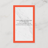 Oranje veer pen Logo | Wit Marmer Visitekaartje (Achterkant)