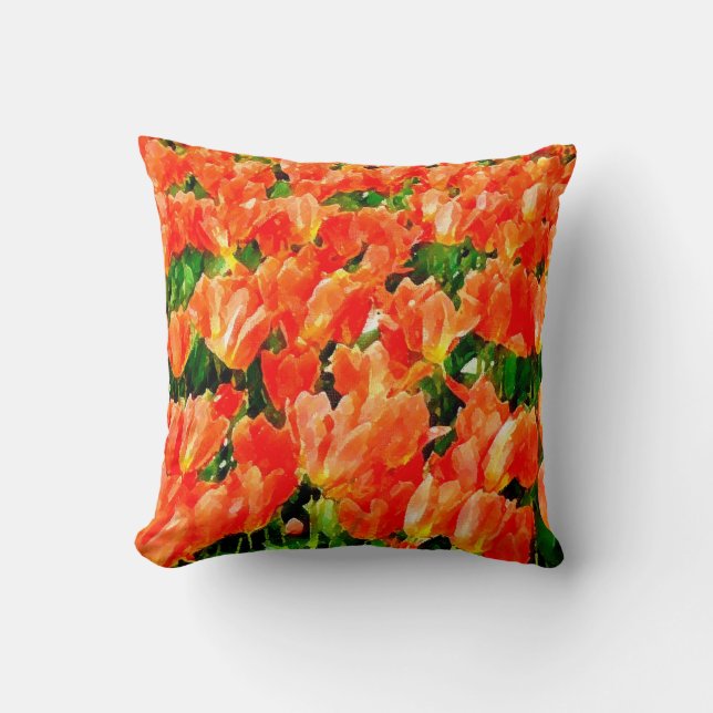 Oranje veld met tulpen kussen (Voorkant)