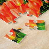 Oranje veld van tulpen legpuzzel (Zijkant)