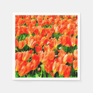 Oranje veld van tulpen servet