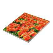 Oranje veld van tulpen tegeltje (Zijkant)