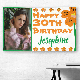 Oranje ventilator 30e foto van geboorte spandoek