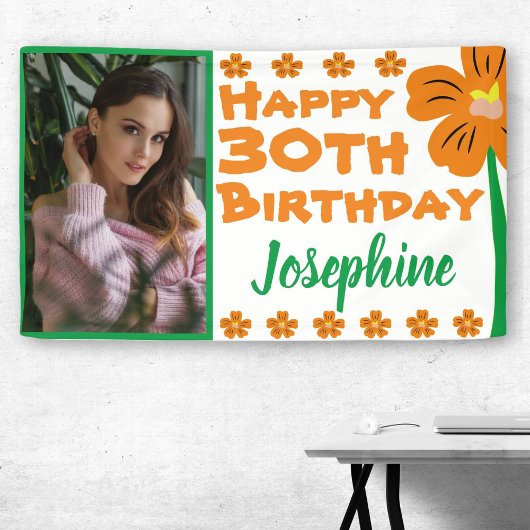 Oranje ventilator 30e foto van geboorte spandoek