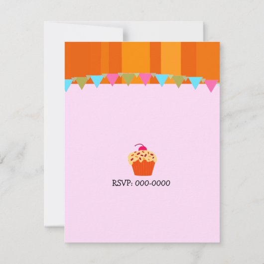 Oranje ventilator en cupcake (uitnodiging van afge kaart (Achterkant)