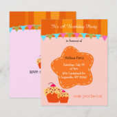 Oranje ventilator en cupcake (uitnodiging van afge kaart (Voorkant / Achterkant)